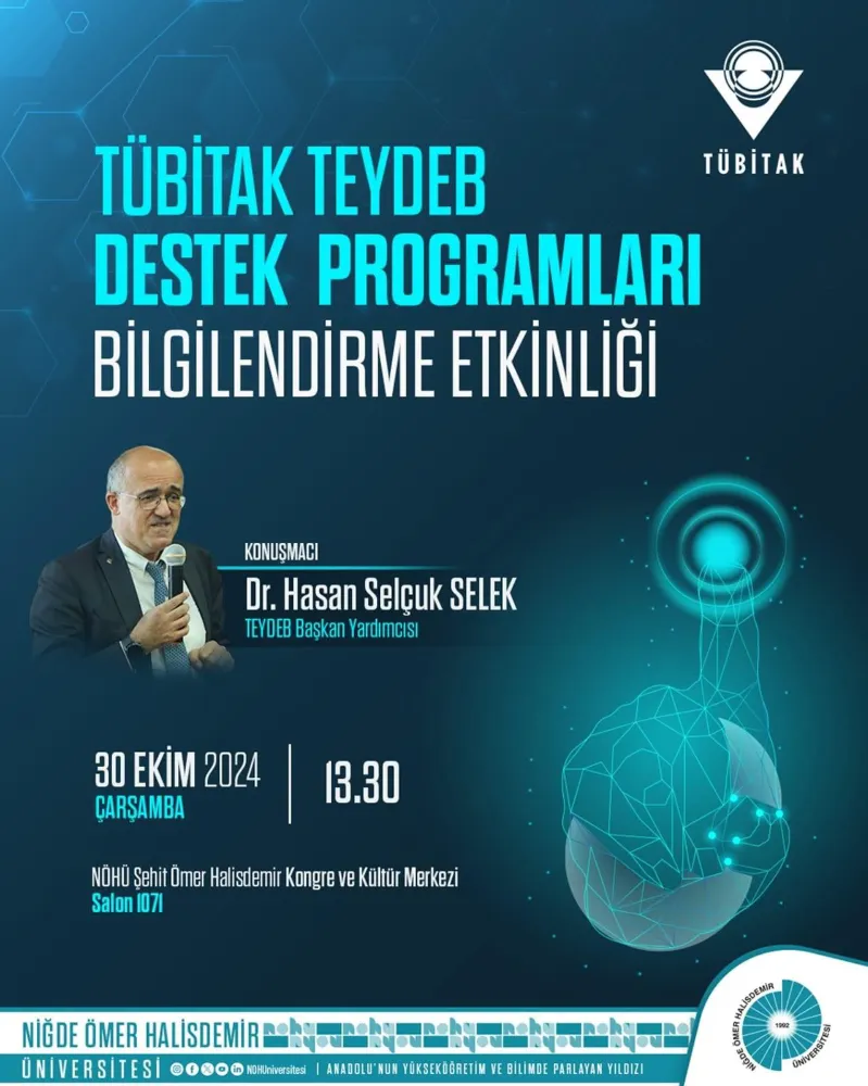 NÖHÜ’de TÜBİTAK TEYDEB Destek Programları Bilgilendirme Etkinliği Düzenlenecek