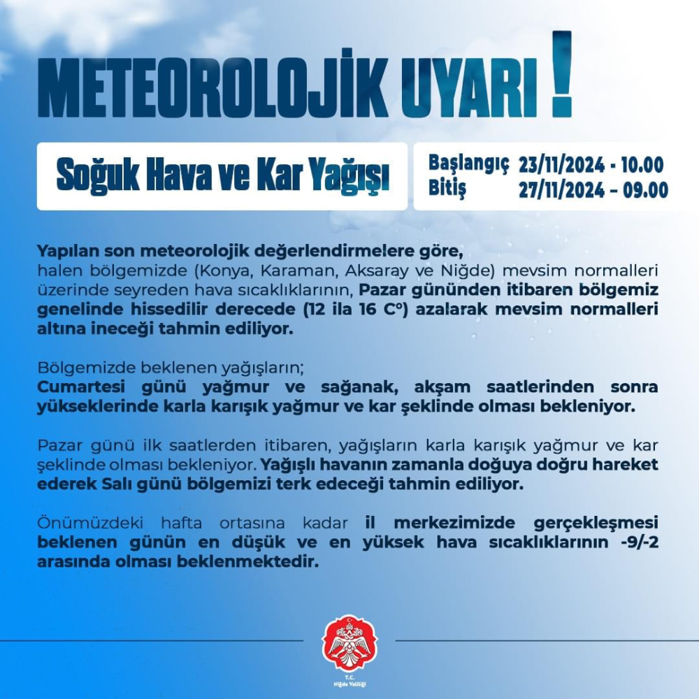 Soğuk Hava ve Kar Yağışı Geliyor!