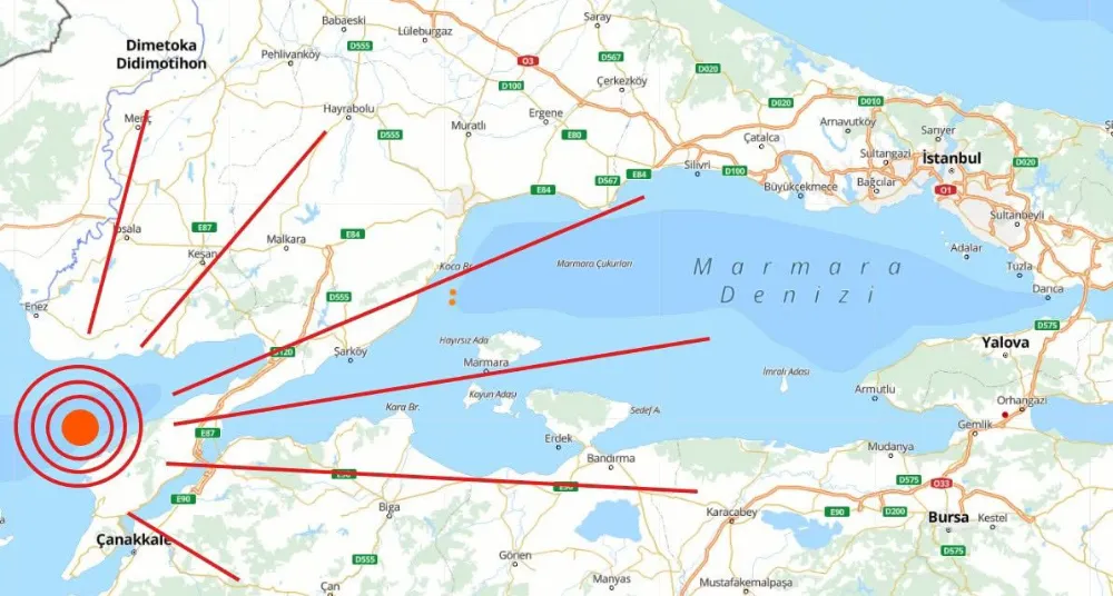 ÇANAKKALE’DE DEPREM ÇEVRE İLLERDE DE HİSSEDİLDİ