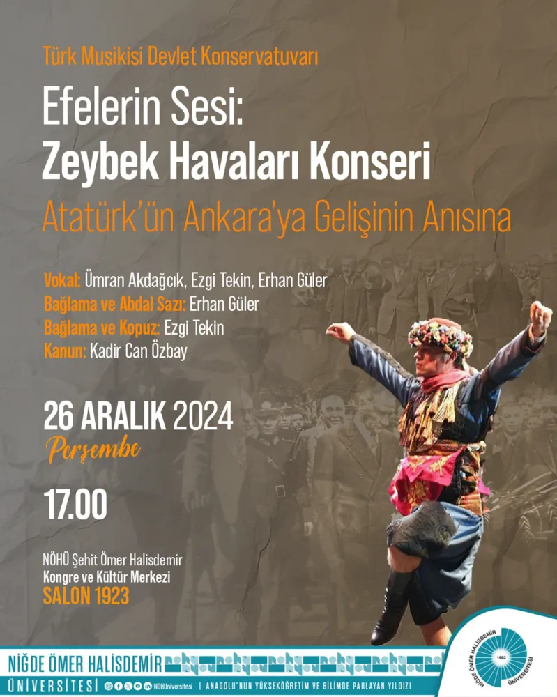 EFELERİN SESİ ZEYBEK HAVALARI KONSERİ NİĞDE’DE SAHNELENECEK