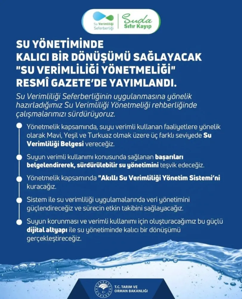 SU VERİMLİLİĞİ YÖNETMELİĞİ RESMÎ GAZETE