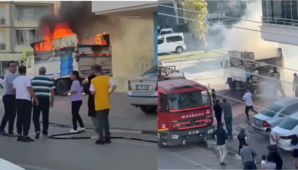 Kağıt yüklü kamyonet alev topuna döndü!