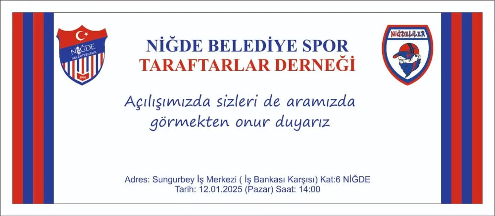 NİĞDE BELEDİYE SPOR TARAFTARLAR DERNEĞİ AÇILIYOR