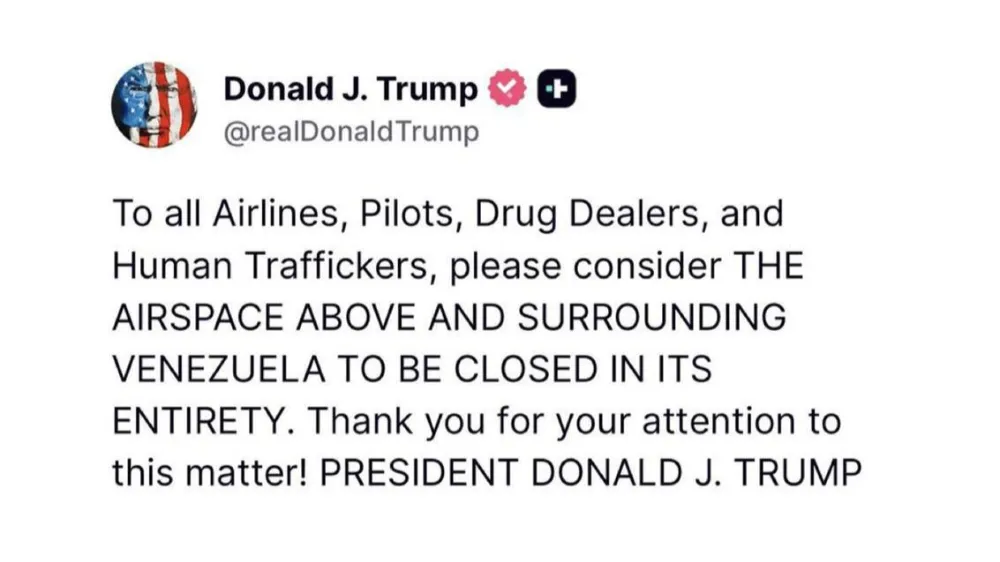 Trump, Uyuşturucu Kaçakçılarına ve Pilotlara Seslendi: “Venezuela Hava Sahası Kapatıldı”