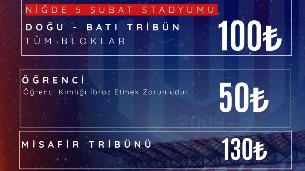 NİĞDE BELEDİYESPOR–KIRŞEHİR SFK MAÇININ BİLETLERİ SATIŞA ÇIKTI