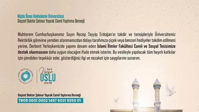 NÖHÜ’DEN CAMİİ VE SOSYAL TESİS İÇİN DESTEK ÇAĞRISI