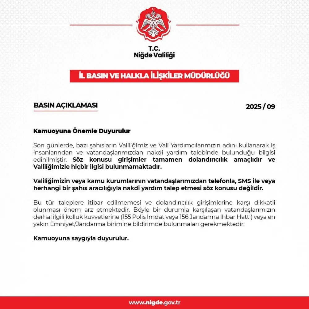 NİĞDE VALİLİĞİ