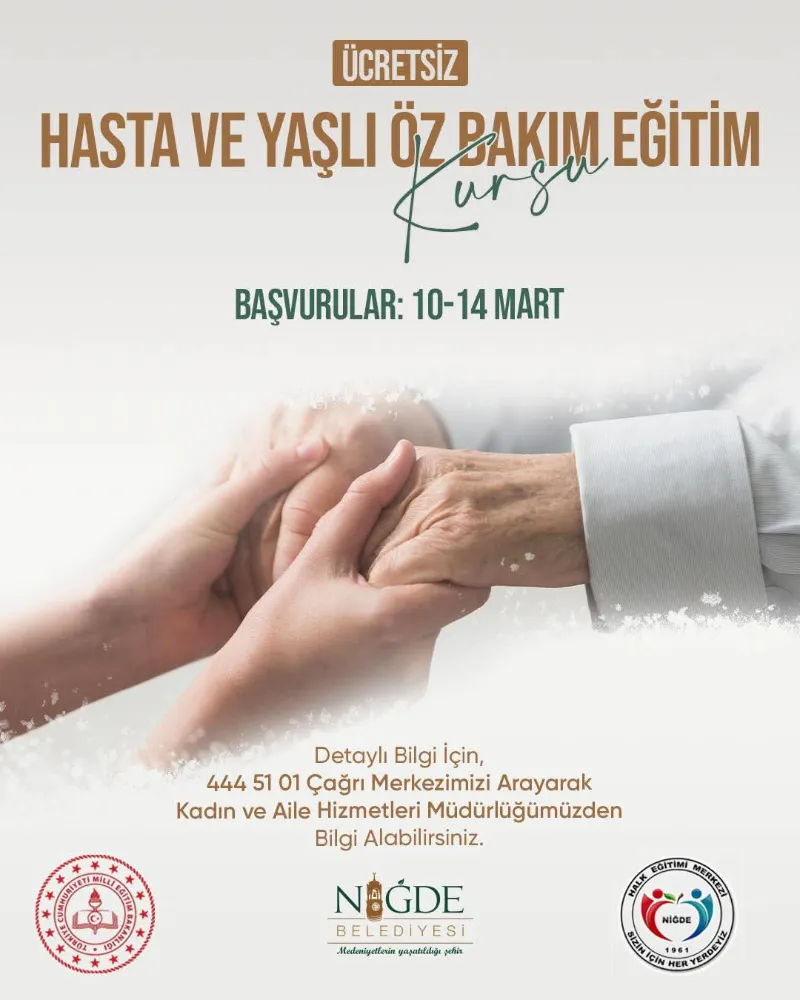 NİĞDE BELEDİYESİNDEN ÜCRETSİZ HASTA VE YAŞLI BAKIM EĞİTİMİ