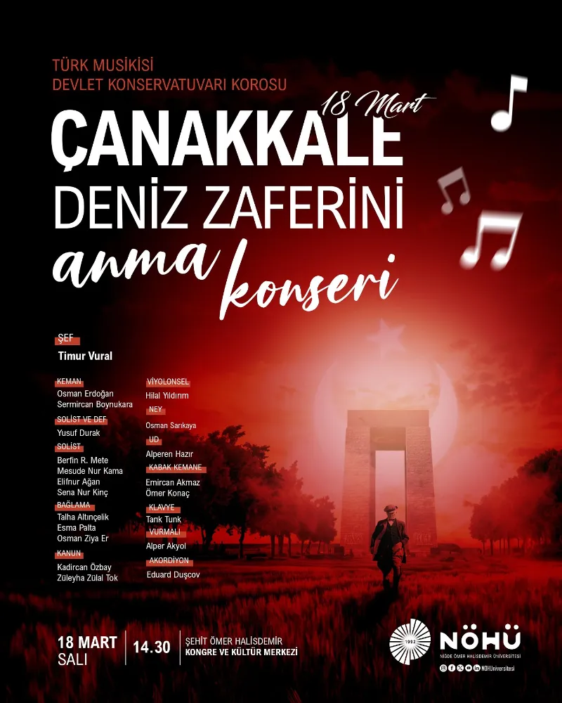 NÖHÜ’DE ÇANAKKALE DENİZ ZAFERİ ANMA KONSERİ DÜZENLENECEK