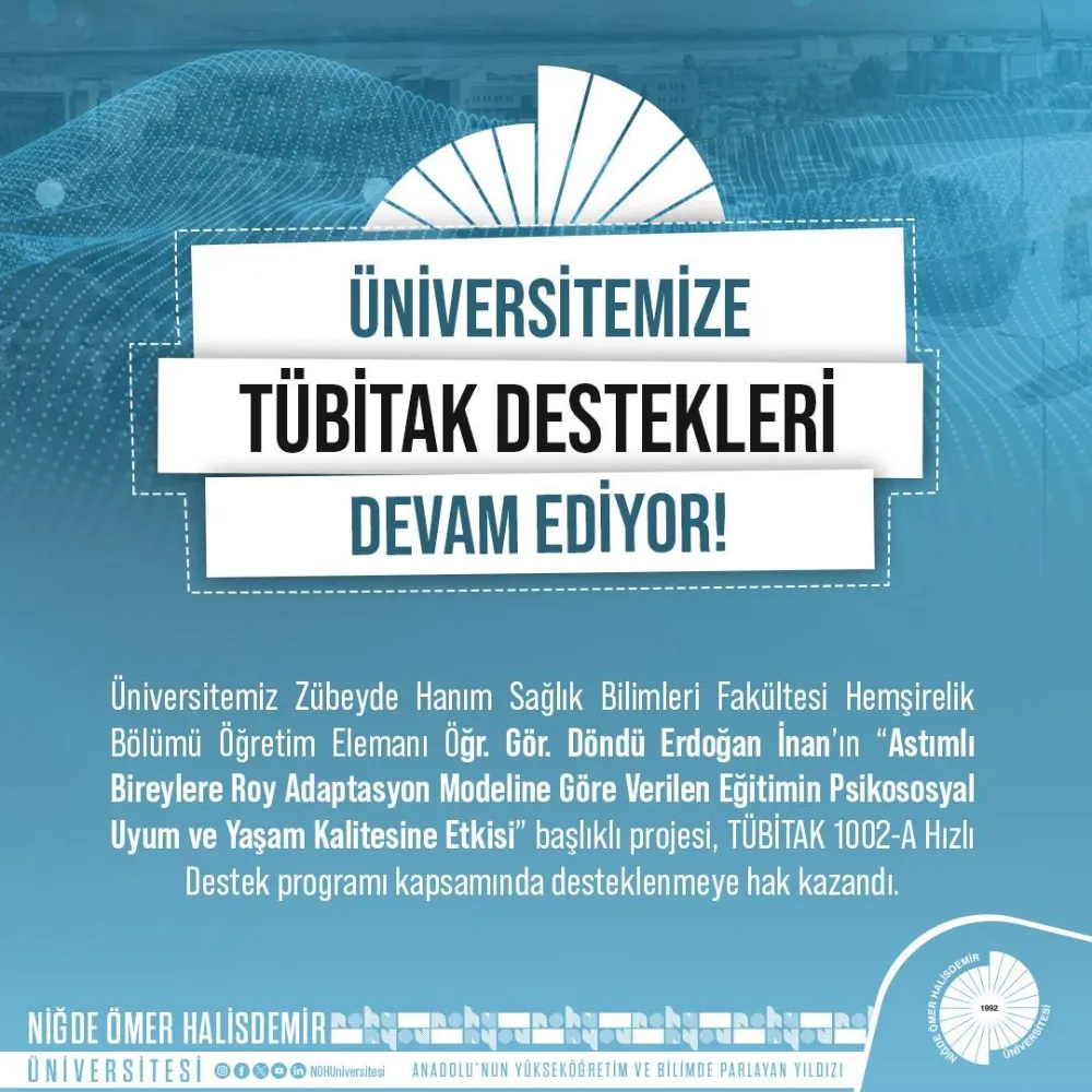 NÖHÜ AKADEMİSYENİNİN ASTIM HASTALARININ YAŞAM KALİTESİNİ ARTIRACAK PROJESİNE TÜBİTAK DESTEĞİ