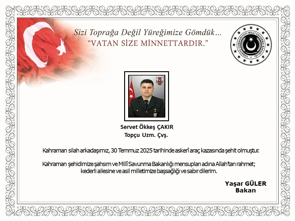 ASKERİ ARAÇ KAZASINDA ŞEHİT DÜŞTÜ